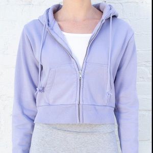 NWOT Brandy Melville Cropped Zip Up Hoodie Blue